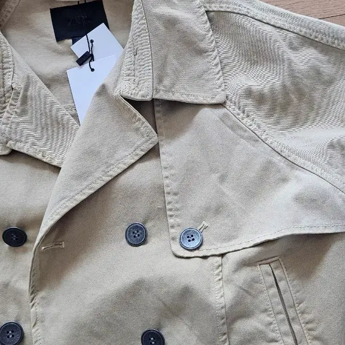 [BUNJANG] Zara Yellow Beige Double Short Trench Jacket / 자라 옐로우베이지 더블숏 트렌치자켓