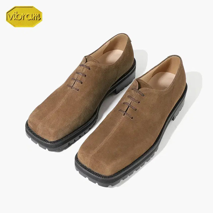 [BUNJANG] Firenze Atelier 5701-QS Mid Brown Square Toe Derby Shoes / [245] 피렌체아뜨리에 5701-QS [MID BROWN] 스퀘어토더비