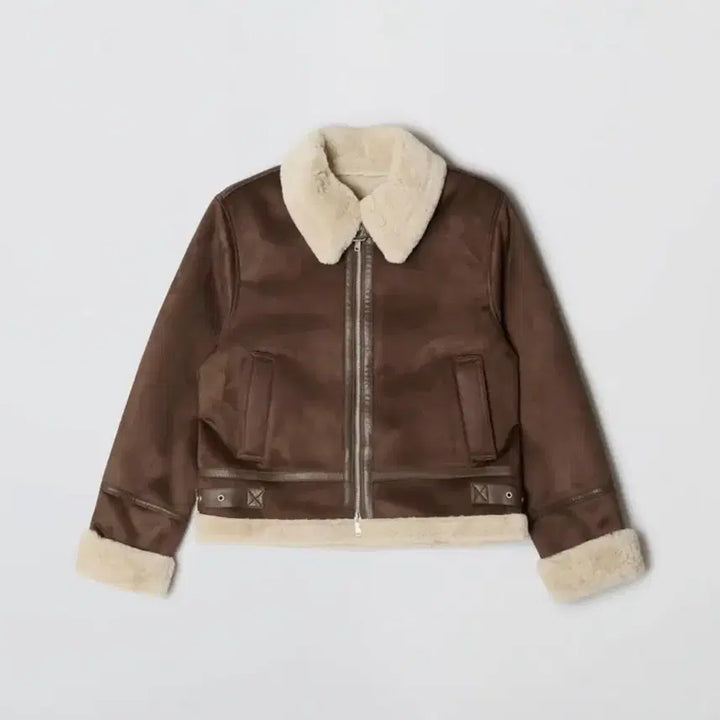 [BUNJANG] SPAO Faux Fur Color Block Brown Mustang Jacket L Size / 스파오 퍼배색 브라운 무스탕 L사이즈 (SPJLF4VW04)