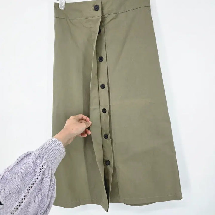 [BUNJANG] Khaki A-Line Long Skirt / (새상품) 카키 A라인 롱 스커트