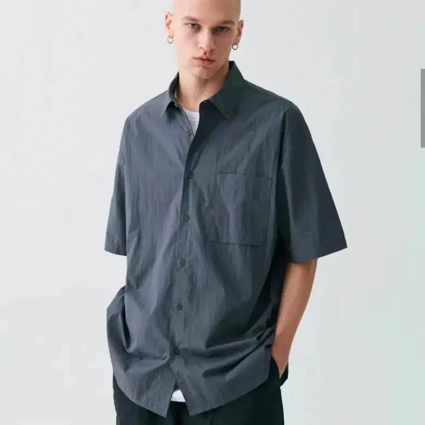 [BUNJANG] Musinsa Standard City Leisure Oversized Short-Sleeve Shirt (Grey, M) / 무신사 시티레저 반소매 반팔 셔츠 오버사이즈