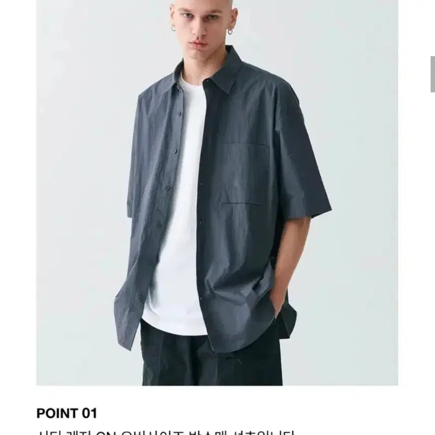 [BUNJANG] Musinsa Standard City Leisure Oversized Short-Sleeve Shirt (Grey, M) / 무신사 시티레저 반소매 반팔 셔츠 오버사이즈