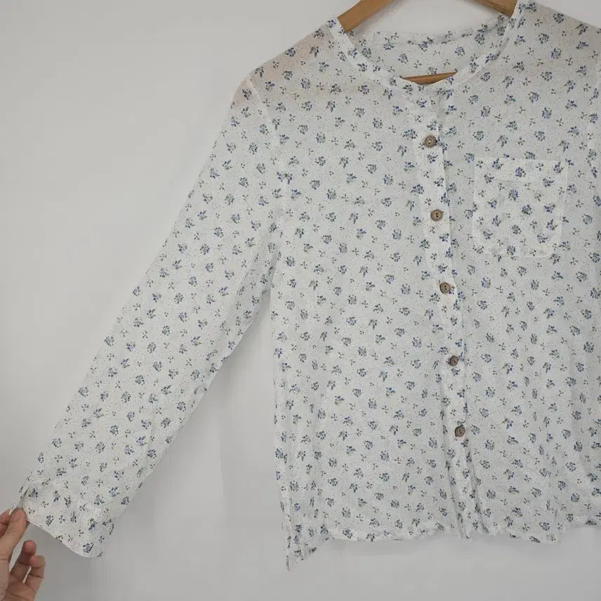 [BUNJANG] Japanese Vintage Flower Pattern Cotton Blouse / 일본 빈티지 플라워 패턴 코튼 블라우스 [B40752]