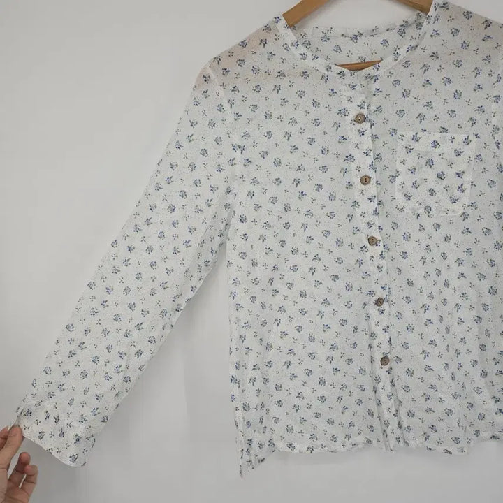 [BUNJANG] Japanese Vintage Flower Pattern Cotton Blouse / 일본 빈티지 플라워 패턴 코튼 블라우스 [B40752]