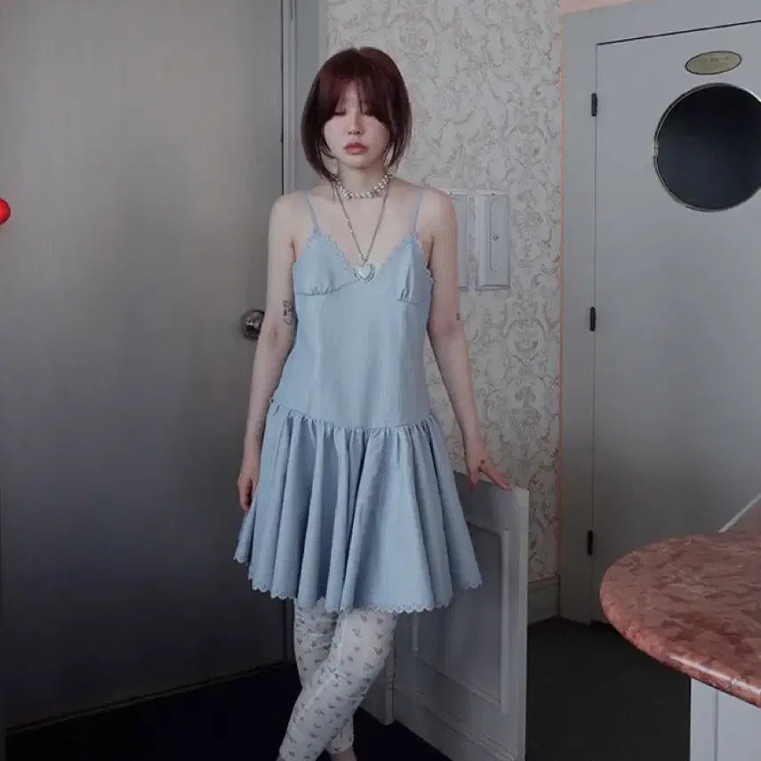 [BUNJANG] Freckle Lace Leather Dress / 프레클 레이스 레더 드레스