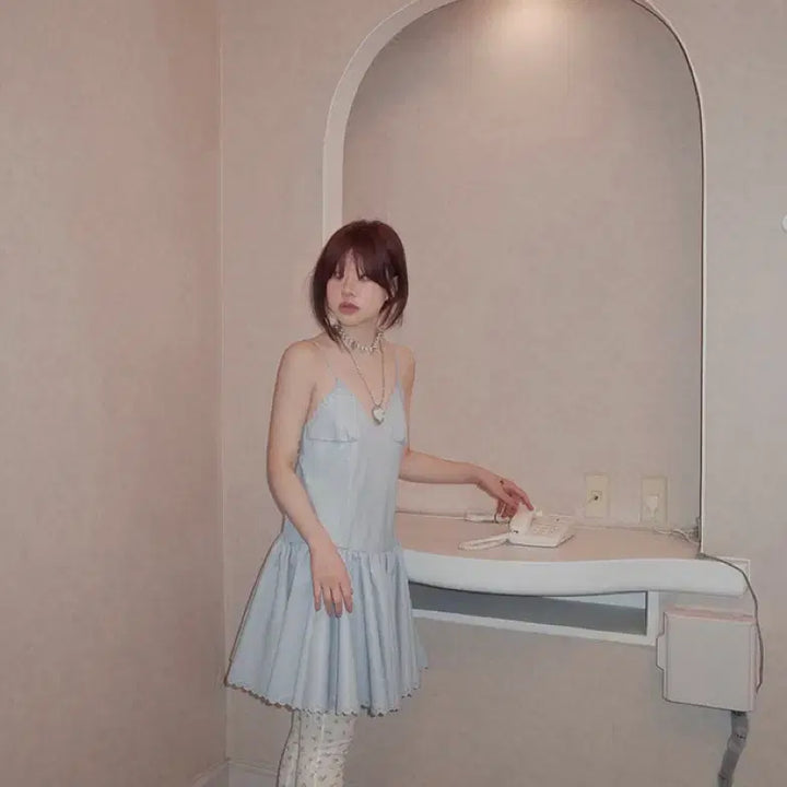 [BUNJANG] Freckle Lace Leather Dress / 프레클 레이스 레더 드레스