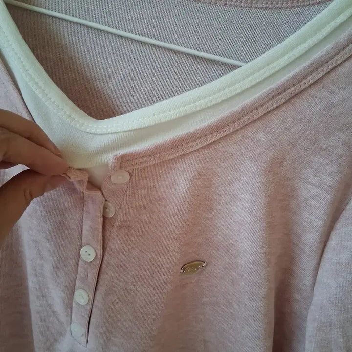 [BUNJANG] Pink Layered Long Sleeve T-Shirt / 분홍색 레이어드티 긴팔티 빈티지 스타일 티셔츠