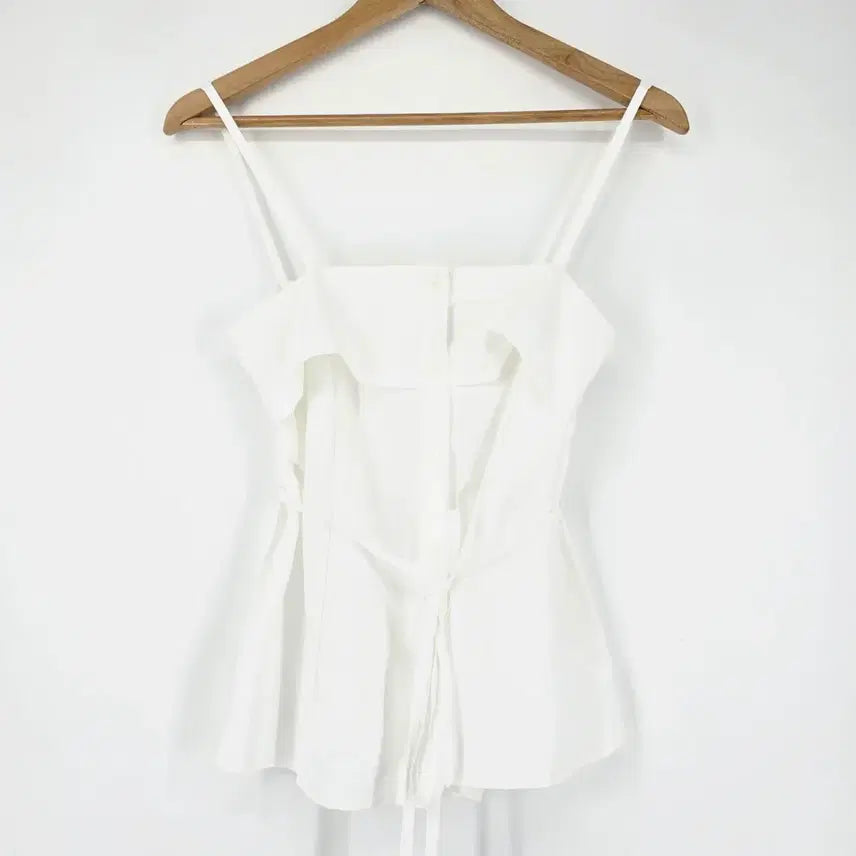 [BUNJANG] POPCORN White Frill Layered Camisole Blouse / (새상품) 레이어드 화이트 프릴 끈나시 블라우스