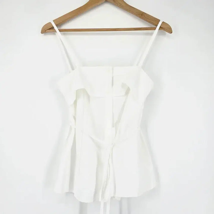 [BUNJANG] POPCORN White Frill Layered Camisole Blouse / (새상품) 레이어드 화이트 프릴 끈나시 블라우스