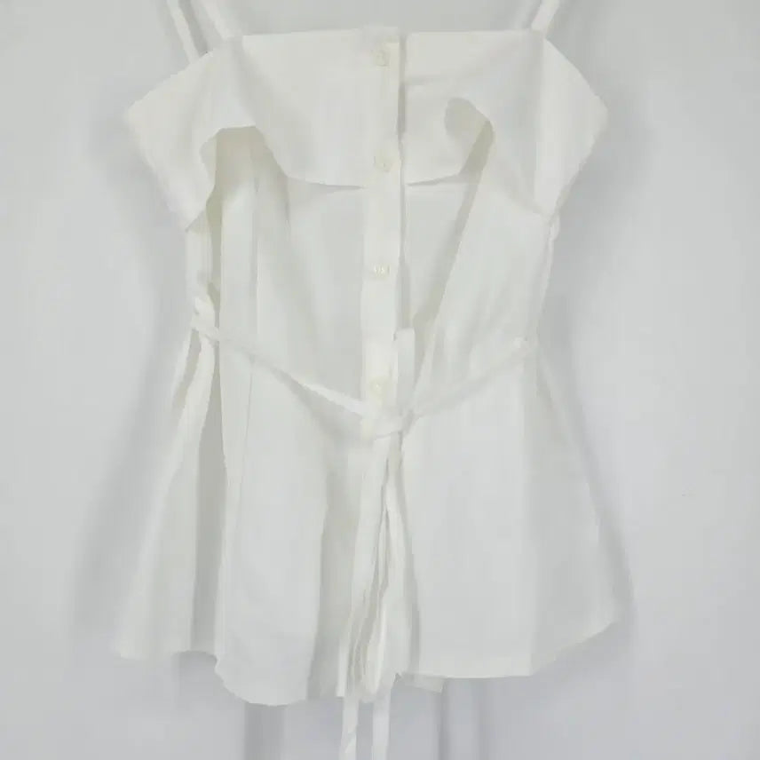 [BUNJANG] POPCORN White Frill Layered Camisole Blouse / (새상품) 레이어드 화이트 프릴 끈나시 블라우스