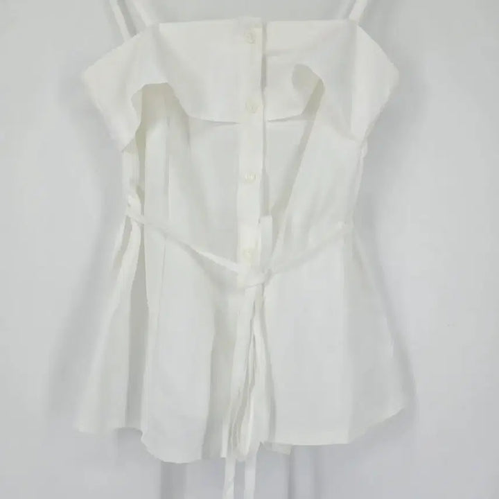 [BUNJANG] POPCORN White Frill Layered Camisole Blouse / (새상품) 레이어드 화이트 프릴 끈나시 블라우스