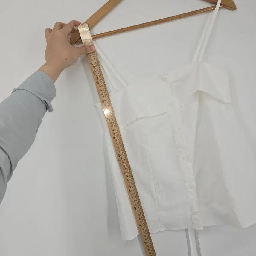 [BUNJANG] POPCORN White Frill Layered Camisole Blouse / (새상품) 레이어드 화이트 프릴 끈나시 블라우스