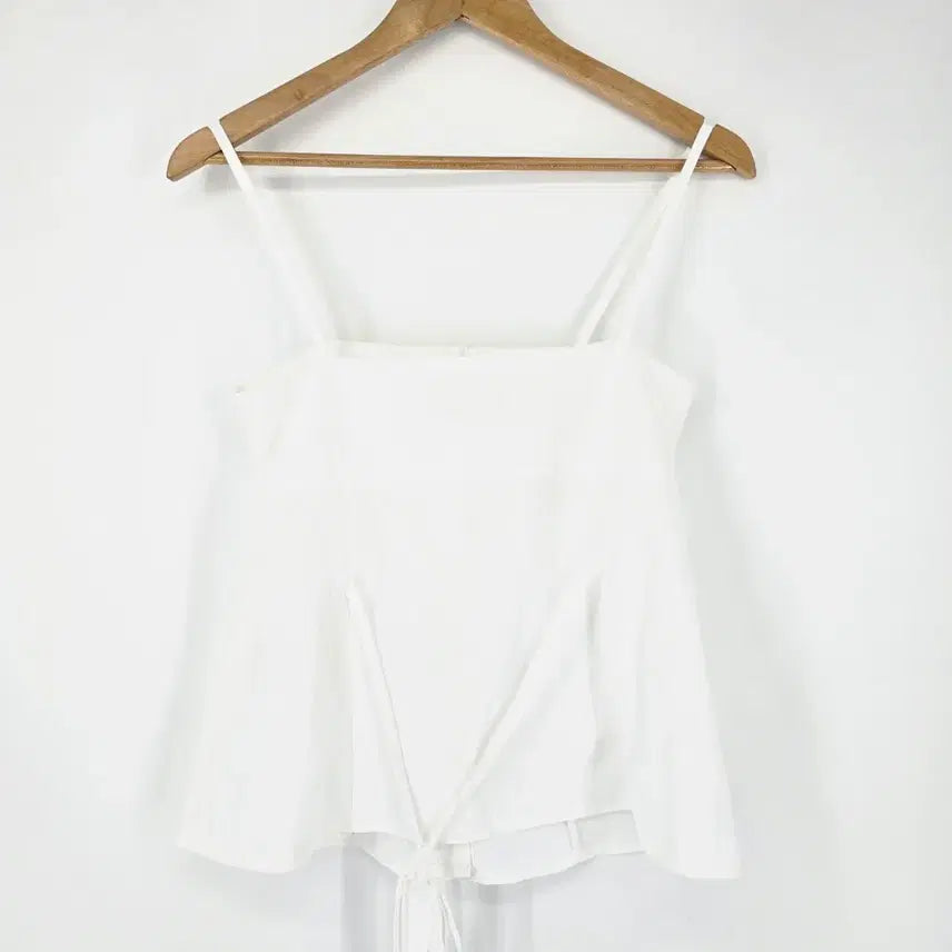 [BUNJANG] POPCORN White Frill Layered Camisole Blouse / (새상품) 레이어드 화이트 프릴 끈나시 블라우스