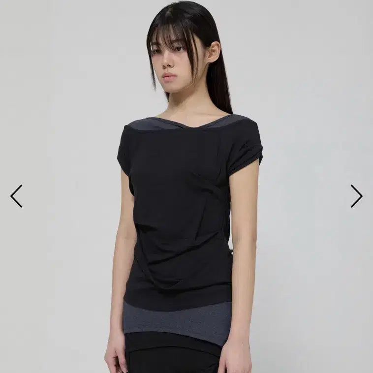 [BUNJANG] Flare Up Layered Black Short Sleeve T-Shirt / 플레어업 레이어드 블랙 반팔 티셔츠 (새상품)