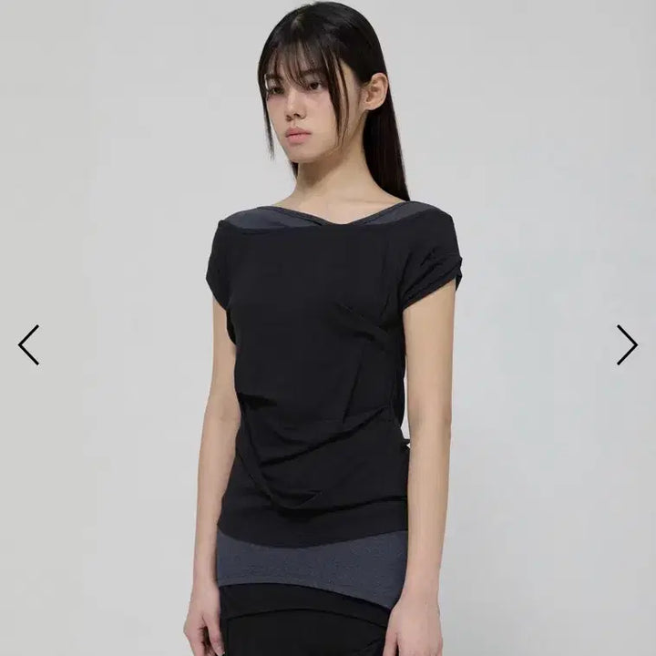 [BUNJANG] Flare Up Layered Black Short Sleeve T-Shirt / 플레어업 레이어드 블랙 반팔 티셔츠 (새상품)