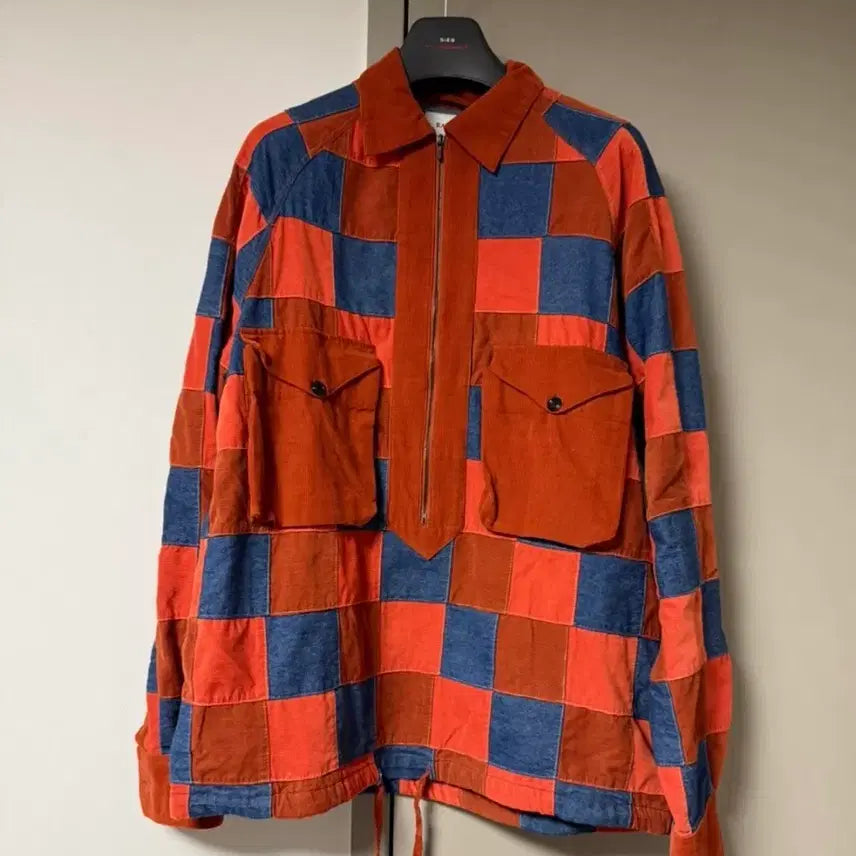 [BUNJANG] Eastlog Patchwork Half-Zip Long Sleeve T-Shirt / 이스트로그 패치워크 반집업