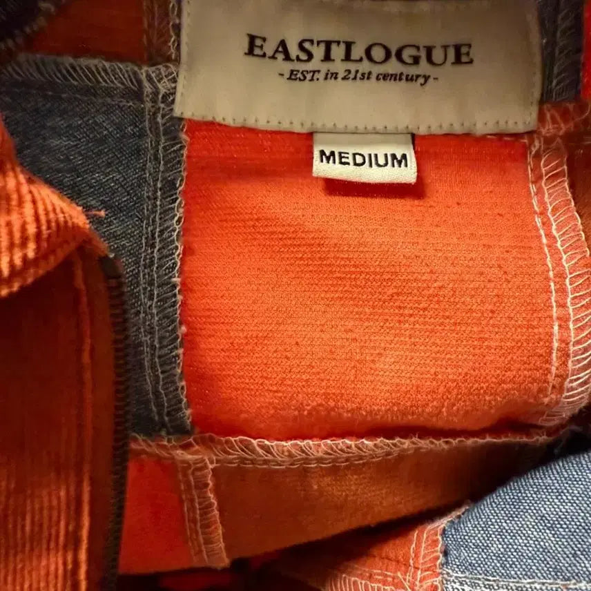 [BUNJANG] Eastlog Patchwork Half-Zip Long Sleeve T-Shirt / 이스트로그 패치워크 반집업