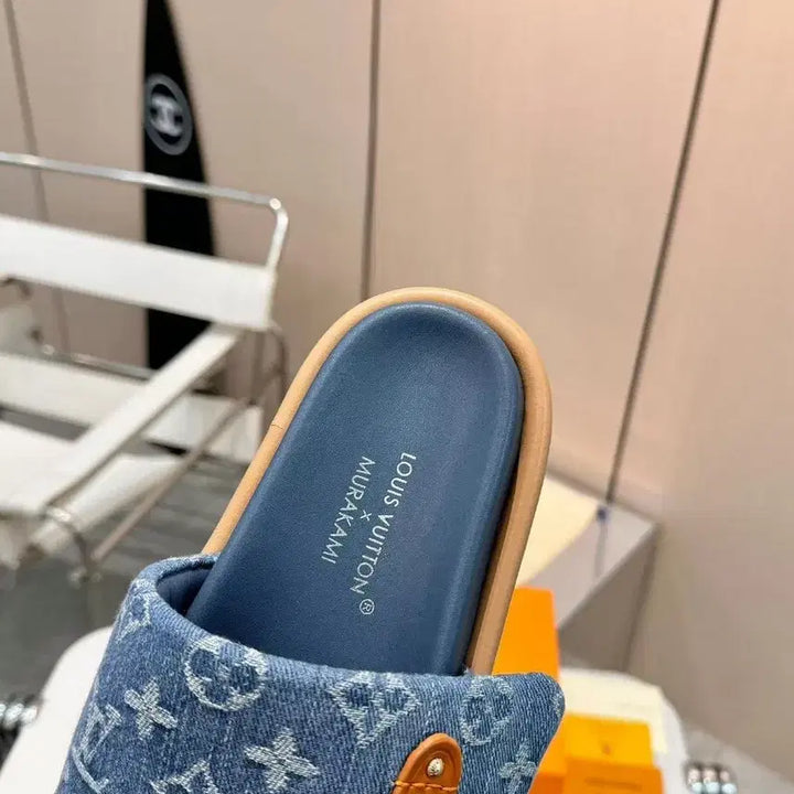 [BUNJANG] Louis Vuitton Monogram Denim Slippers Blue (Size 235) / 루이비통 모노그램 데님 슬리퍼 블루 사이즈/235