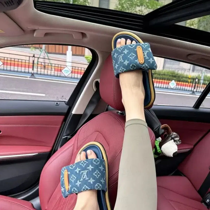 [BUNJANG] Louis Vuitton Monogram Denim Slippers Blue (Size 235) / 루이비통 모노그램 데님 슬리퍼 블루 사이즈/235