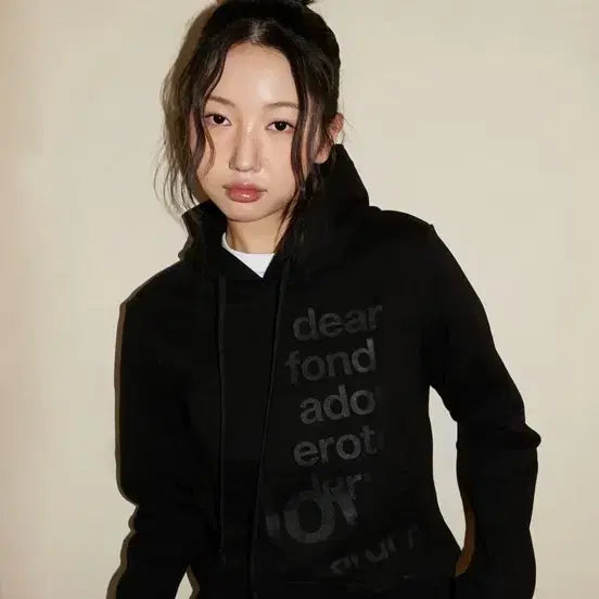 [BUNJANG] Opish Lettering Hoodie Black / 오피쉬 레터링 후디 후드티 블랙