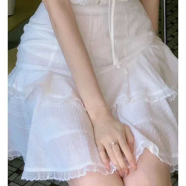 [BUNJANG] Amelie Milk Cocoa Frill Lace Mini Skirt / Amelie 밀크코코아 자체제작 아멜리에 프릴 레이스 미니 스커트