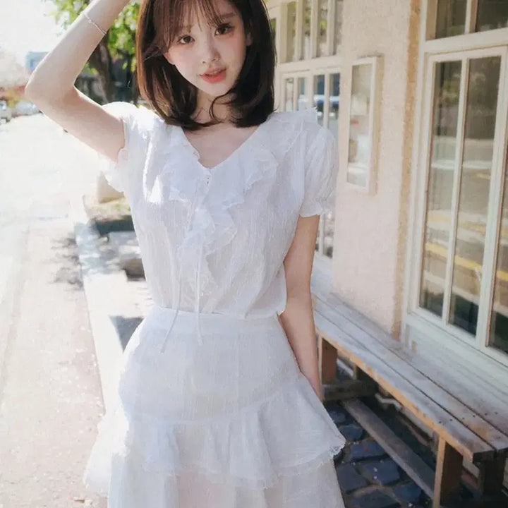 [BUNJANG] Amelie Milk Cocoa Frill Lace Mini Skirt / Amelie 밀크코코아 자체제작 아멜리에 프릴 레이스 미니 스커트