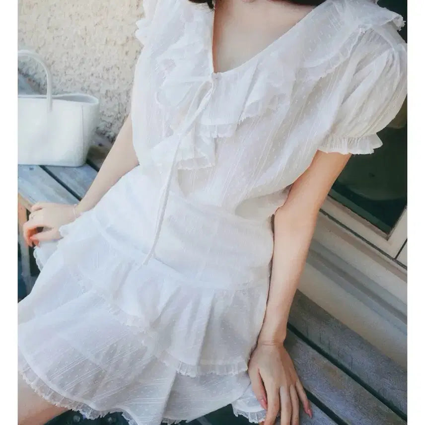 [BUNJANG] Amelie Milk Cocoa Frill Lace Mini Skirt / Amelie 밀크코코아 자체제작 아멜리에 프릴 레이스 미니 스커트