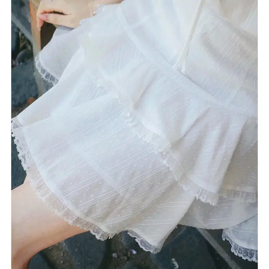 [BUNJANG] Amelie Milk Cocoa Frill Lace Mini Skirt / Amelie 밀크코코아 자체제작 아멜리에 프릴 레이스 미니 스커트