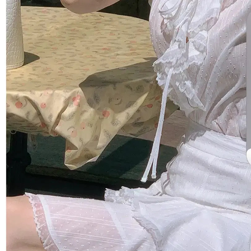 [BUNJANG] Amelie Milk Cocoa Frill Lace Mini Skirt / Amelie 밀크코코아 자체제작 아멜리에 프릴 레이스 미니 스커트