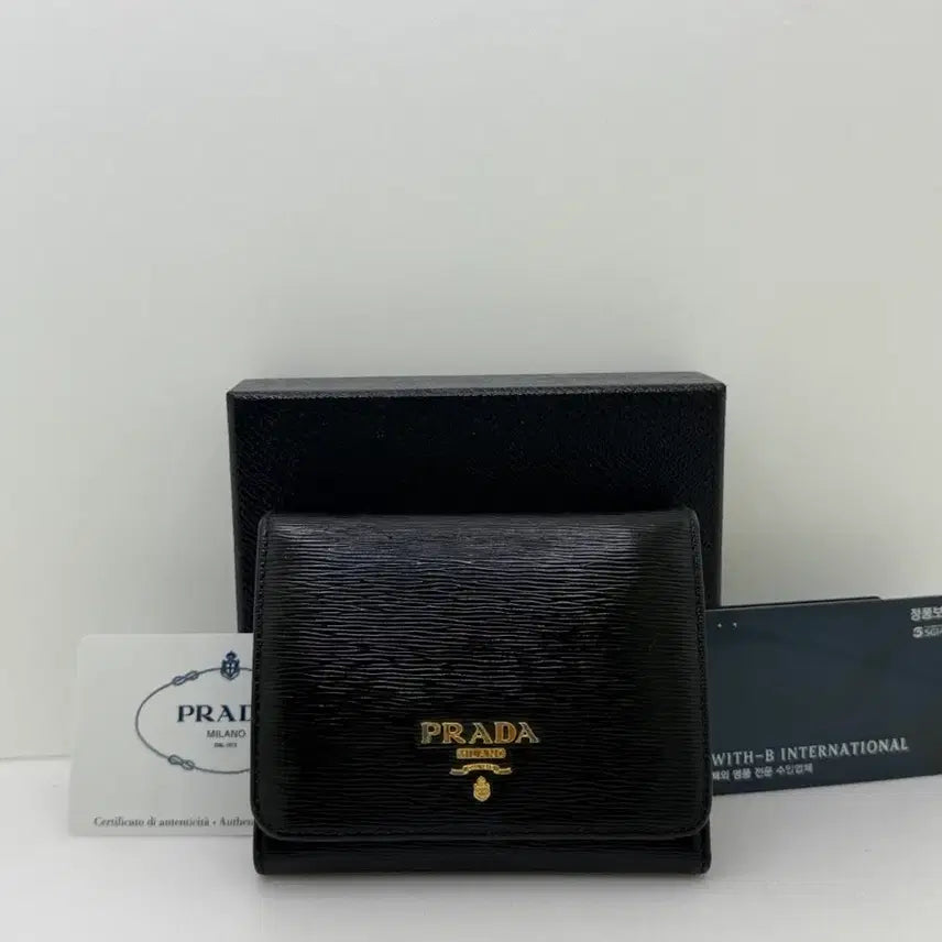 [BUNJANG] Prada Saffiano Bi-fold Wallet / 프라다 블랙 사피아노 반지갑