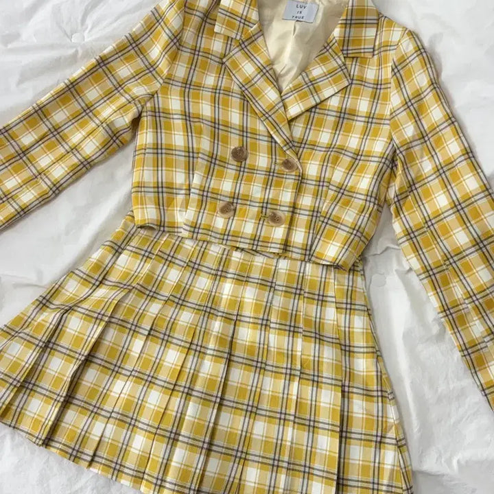 [BUNJANG] Love is True Check Setup Jacket and Skirt Set / S) 러브이즈트루 체크 셋업