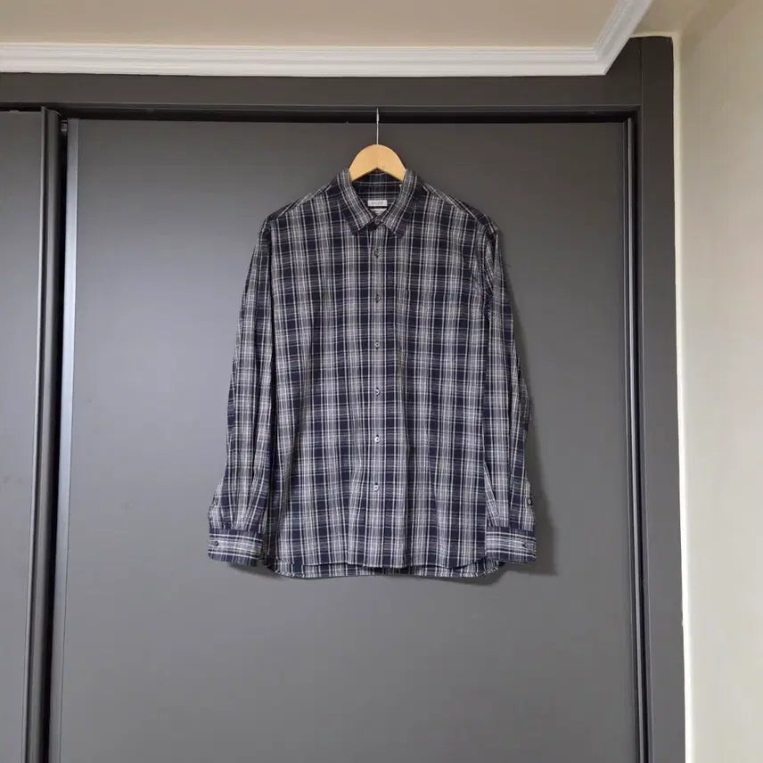 [BUNJANG] Woodby x Wynd Relaxed Check Shirt Navy / [1] 우드비 x wynd 릴렉스드 체크 셔츠 네이비 / 와인드
