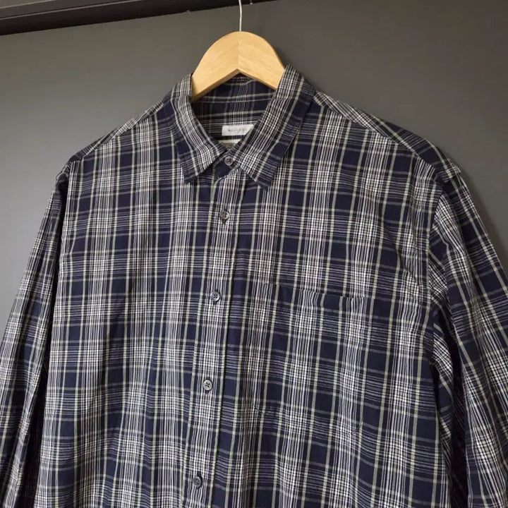 [BUNJANG] Woodby x Wynd Relaxed Check Shirt Navy / [1] 우드비 x wynd 릴렉스드 체크 셔츠 네이비 / 와인드