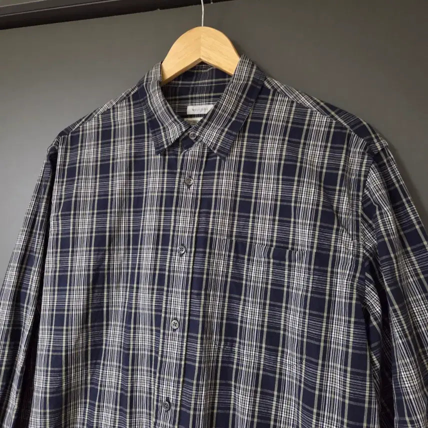 [BUNJANG] Woodby x Wynd Relaxed Check Shirt Navy / [1] 우드비 x wynd 릴렉스드 체크 셔츠 네이비 / 와인드
