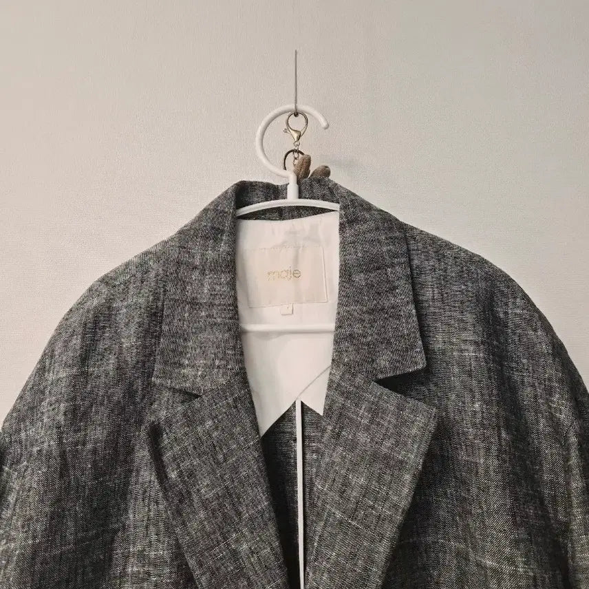 [BUNJANG] Maje Linen Blend Half Coat with Neon Accent / [Maje] 마주 린넨 혼방 네온 포인트 하프 코트 (정품)