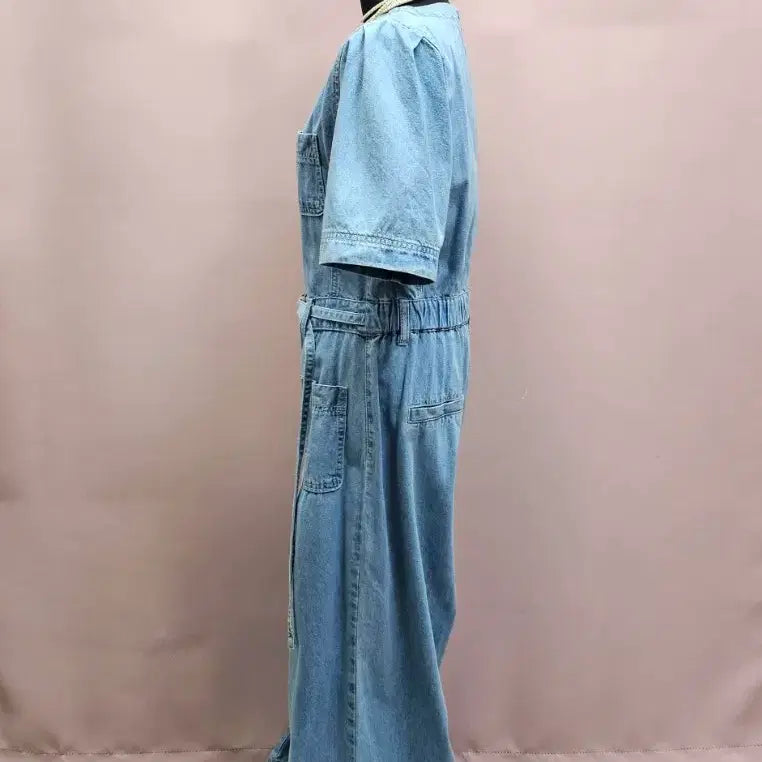 [BUNJANG] LAP Denim Wide Jumpsuit / LAP 랩 데님 와이드 점프수트
