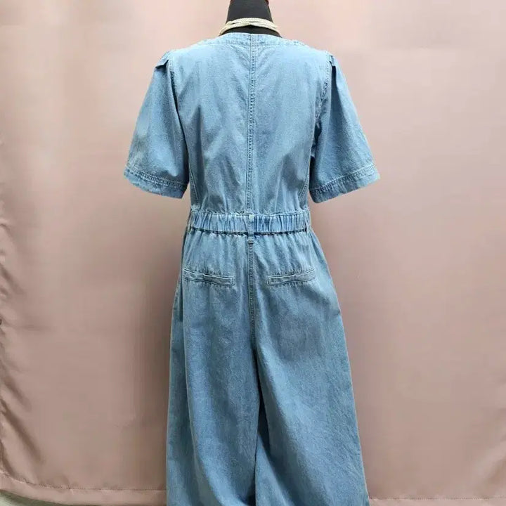 [BUNJANG] LAP Denim Wide Jumpsuit / LAP 랩 데님 와이드 점프수트