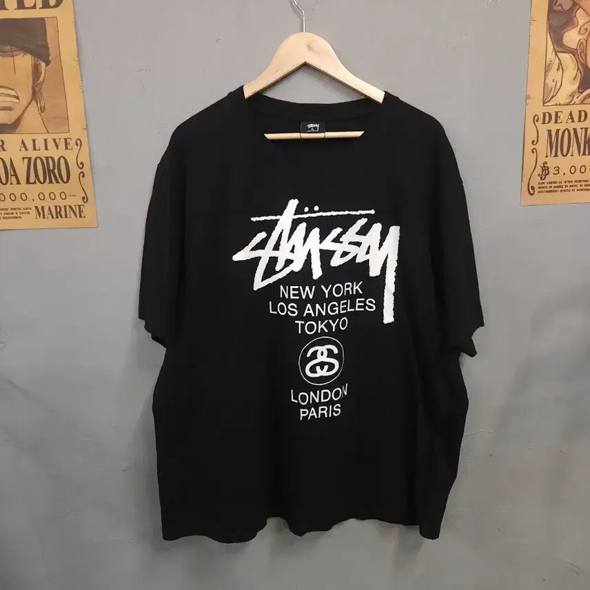 [BUNJANG] Stussy World Tour Black T-shirt XL / 스투시 블랙 월드투어XL 반팔 티셔츠