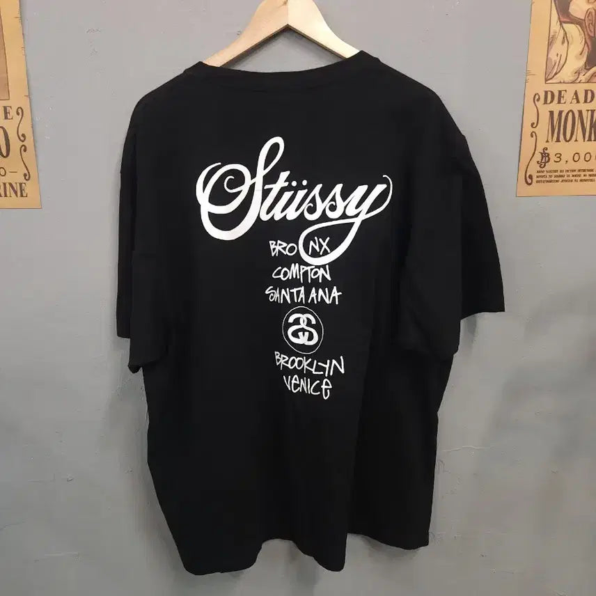 [BUNJANG] Stussy World Tour Black T-shirt XL / 스투시 블랙 월드투어XL 반팔 티셔츠