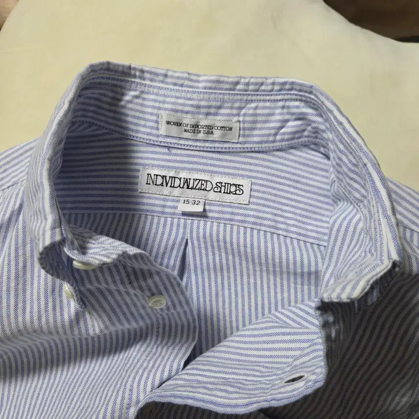 [BUNJANG] Individualized Shirts Striped Oxford Shirt Sky Blue / [15] 인디비주얼라이즈드셔츠 스트라이프 옥스포드 셔츠 스카이블루
