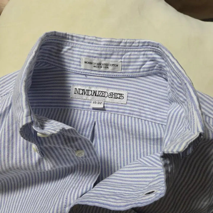 [BUNJANG] Individualized Shirts Striped Oxford Shirt Sky Blue / [15] 인디비주얼라이즈드셔츠 스트라이프 옥스포드 셔츠 스카이블루