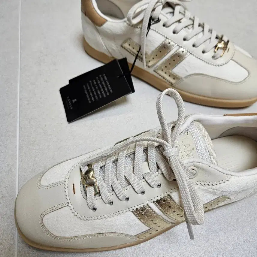 [BUNJANG] Lanvin Collection Leather Sneakers Gold Detail Size 245 / 랑방컬렉션 스니커즈(사진 도용시 법적조치)