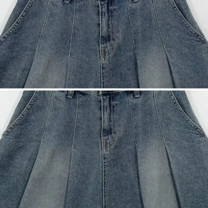[BUNJANG] Denim Pleated Midi Skirt / 데님 플리츠 미디 스커트