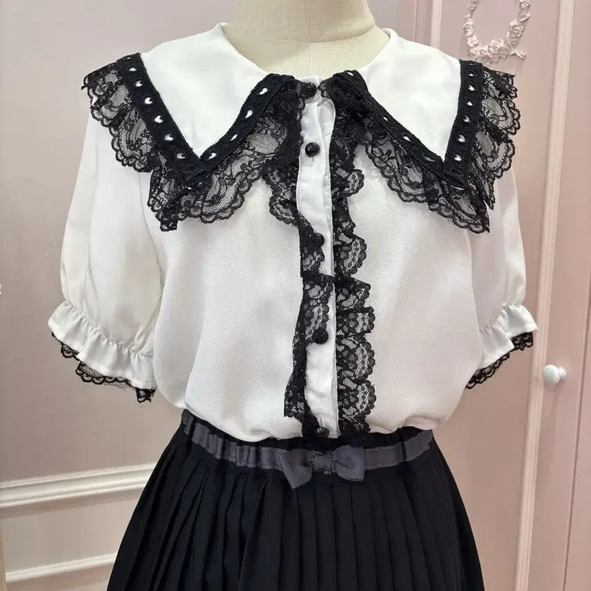 [BUNJANG] White Lace Vintage Blouse / 14번/레이스 블라우스/일본빈티지
