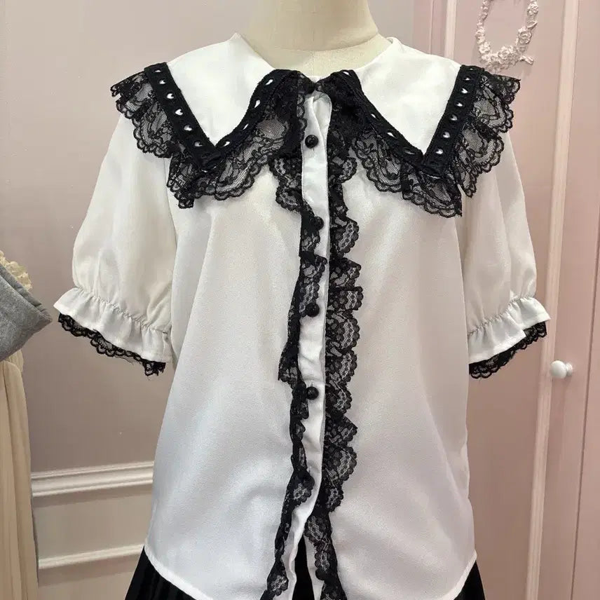 [BUNJANG] White Lace Vintage Blouse / 14번/레이스 블라우스/일본빈티지