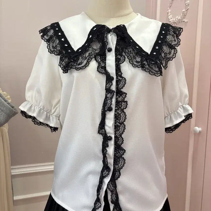 [BUNJANG] White Lace Vintage Blouse / 14번/레이스 블라우스/일본빈티지