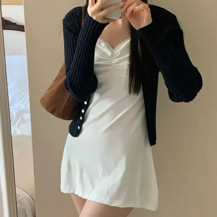 [SOLD OUT] [미개봉 새상품]꼰미고 셔링 미니원피스 블랙