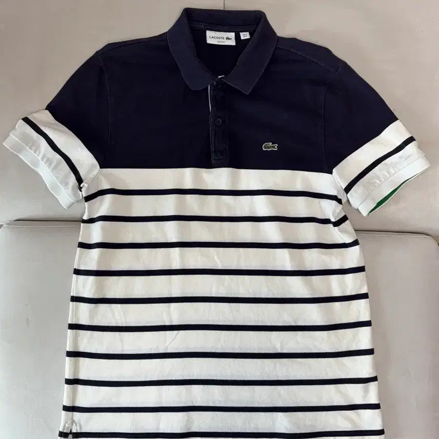 [SOLD OUT] 라코스테 슬림핏 스트라이프 반팔 카라티 105