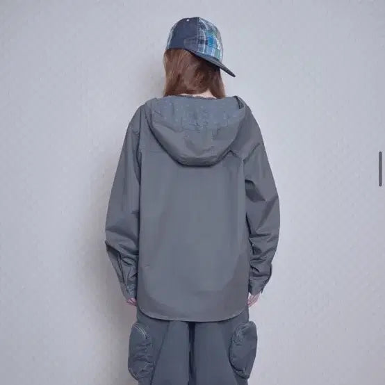 [SOLD OUT] 허그유어스킨 후드 셔츠 자켓 (차콜) / 정가 135,000