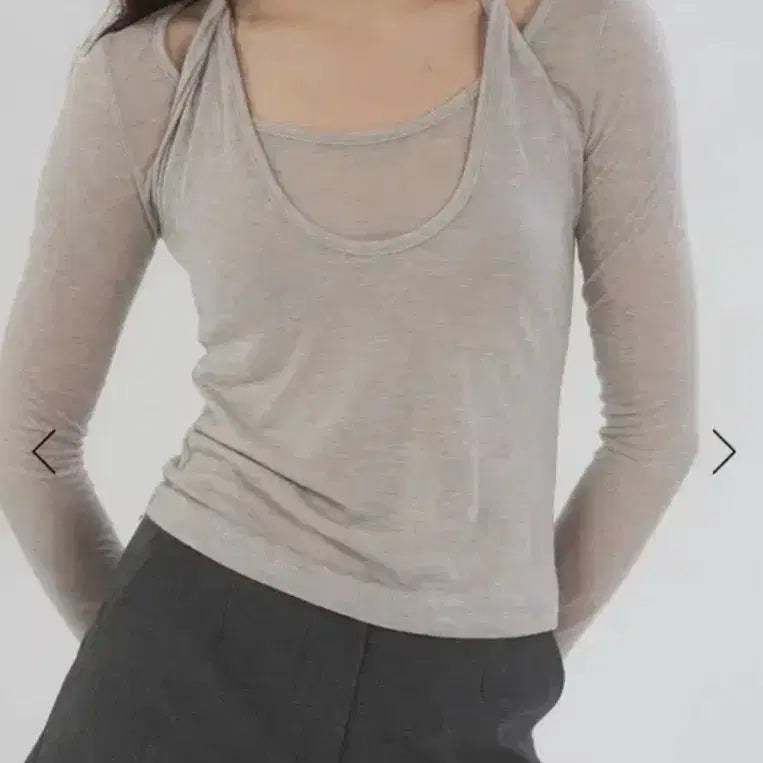 [BUNJANG] Lillycotts Layered Long Sleeve T-shirt - Gray / Lillycotts 릴리코츠 폴 레이어드 티셔츠 그레이